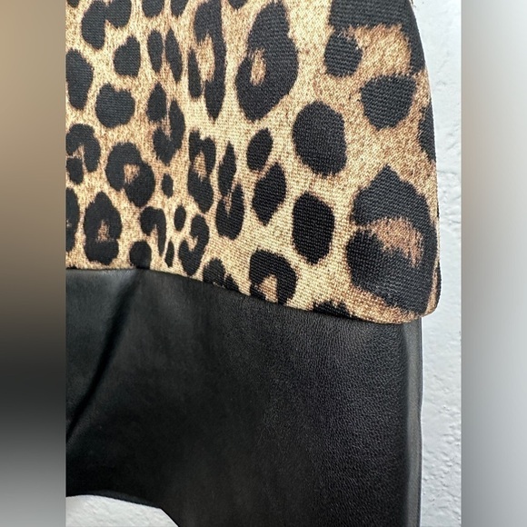 NWT Michael Kors Cheetah Print & Faux Leather A-line Skirt Size P (size 2) - Picture 5 of 9